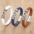 Classic Style New Year Gift 7 Options Stainless Steel Leather Men's Bracelet Multi-color Magnet Buckle DIY Size Custom LOGO.