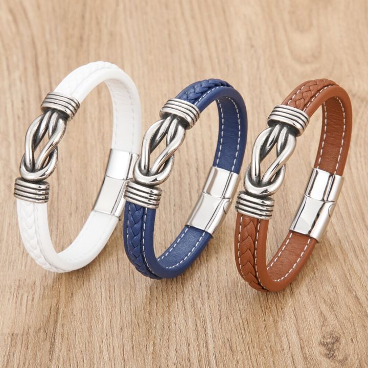 Classic%20Style%20New%20Year%20Gift%207%20Options%20Stainless%20Steel%20Leather%20Men's%20Bracelet%20Multi-color%20Magnet%20Buckle%20DIY%20Size%20Custom%20LOGO%20-%20Image%202