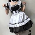 Black White Cute Lolita Maid Costumes Girls Women Lovely Maid Cosplay Costume Animation Show Japanese Outfit Dress Clothes 1set. 