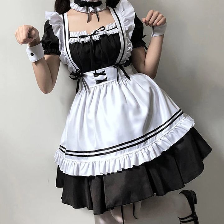 Black%20White%20Cute%20Lolita%20Maid%20Costumes%20Girls%20Women%20Lovely%20Maid%20Cosplay%20Costume%20Animation%20Show%20Japanese%20Outfit%20Dress%20Clothes%201set%20-%20Image%203