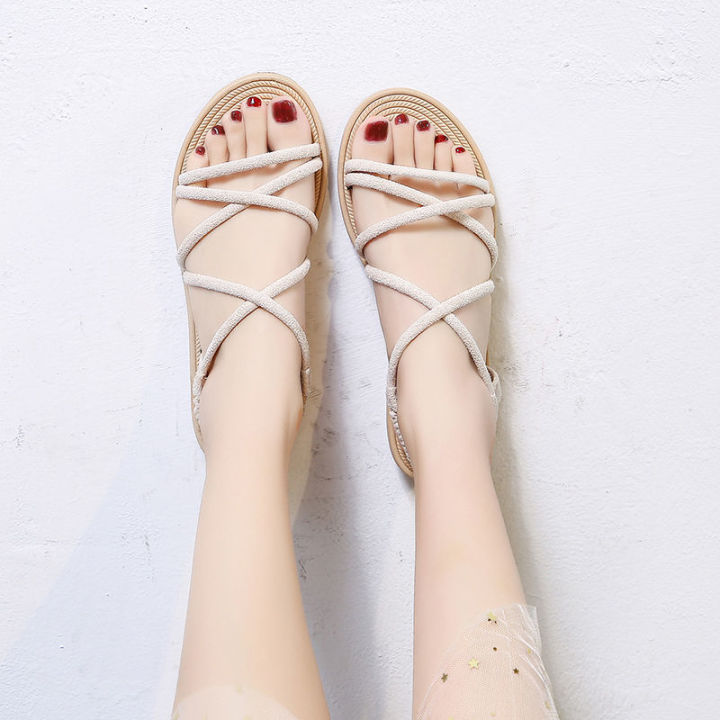 Roman Sandals Female Fairy Style 2024 New ins Trendy Fashion Student All-Match Harajuku Style Summer Flat Shoes