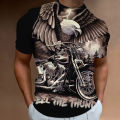 American Eagle Pattern Men'S Tees 3D Motorcycle Printing T-Shirt Short Sleeve Retro Top Summer Men's Clothing Oversized Blouse.