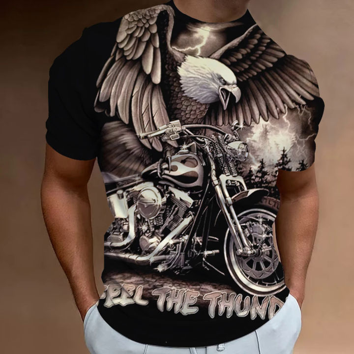 American%20Eagle%20Pattern%20Men'S%20Tees%203D%20Motorcycle%20Printing%20T-Shirt%20Short%20Sleeve%20Retro%20Top%20Summer%20Men's%20Clothing%20Oversized%20Blouse%20-%20Image%202