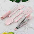 Mini kitchenware set of 5 pieces, integrated silicone scraper, food clip, egg beater, baking tool. 