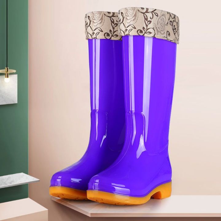 New%20Knee-High%20Rain%20Boots%20Women's%20Rain%20Shoes%20Fleece-Lined%20Warm%20Winter%20Rain%20Boots%20Waterproof%20Non-Slip%20Tendon%20Bottom%20Rubber%20Shoes%20Lightweight%20for%20Summer%20-%20Image%205