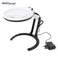 130MM Large Reading Magnifier 1.8X 5X 12 LED Foldable Magnifying Glass EU Plug-in Illuminated Magnifier Lamp Table Read Lupa. 