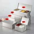 High quality 304 Stainless Steel Seasoning Box Hotel Restaurant chef Seasoning Box With Lid Storage Box Household Seasoning Tank. 