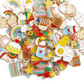 4Pcs Metal Enamel Rainbow Cake Charms Pendant For DIY Jewelry Making Necklace Bracelet Accessories.
