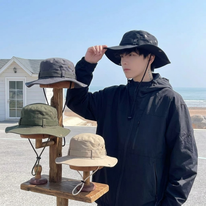 1pcs Outdoor Jungle Cap Tactical Hat Sunscreen Cap Boonie Hat Summer Sun Protection Cap for Hiking fishing Outdoor sports Jungle Hat Cap
