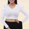 Fashionable Cotton Full Sleeve Crop Top Blouse for Women Trendy and Stylish. 