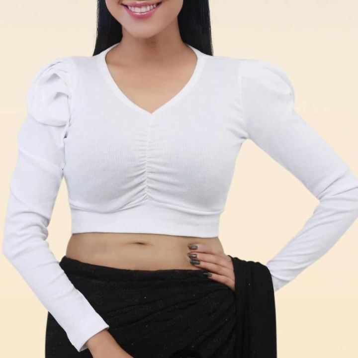 Fashionable Cotton Full Sleeve Crop Top Blouse for Women Trendy and Stylish