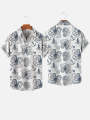 Summer men's octopus print shirts Short sleeved Hawaiian beach shirts Ocean animal cartoon pattern shirts Men's casual shirt.