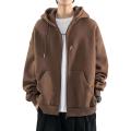 Male Clothes Black Solid Sweatshirt For Men Full Zip Up Hooded Hoodies Winter Young On Sale Offers High Quality Korean Style. 