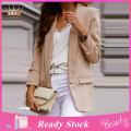 【Shop with Confidence】 Lady Suit Coat Solid Color Long Sleeves Formal Fall Jacket. 