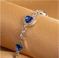 Titanic Heart of Ocean Bracelets for Women Peach Heart Blue Crystal Zircon Bracelets Female Wedding Engagement Jewelry. 