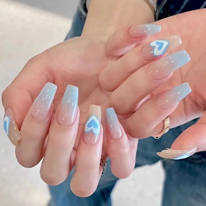 24pcs%20Nails%20Long%20Square%20Love%20Heart%20Designed%20Rouge%20Nail%20Art%20Full%20Cover%20Press%20On%20Nail%20Tips%20Women%20Finished%20Nail%20Extension%20-%20Image%203