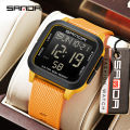 Sanda Square Solid Color Watch Retro Trendy Night Light Waterproof Electronic Men's Watch SD2194-6.