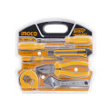 INGCO 7Pcs Handtools Set With Combination Pliers,Test Pencil,Adjustable Wrench,Snap-off Blade Knife,Screwdriver and Steel Measuring Tape HKTH10807.