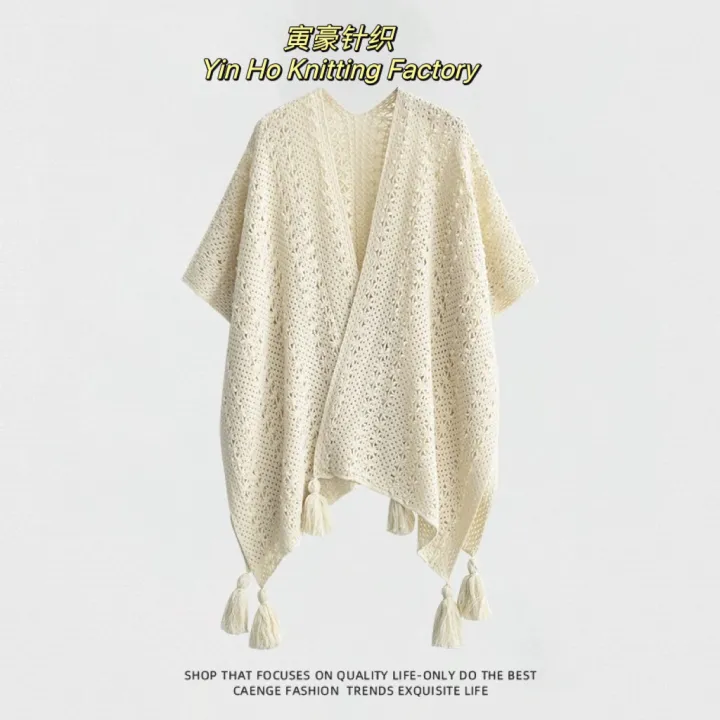 The%20new%20solid%20color%20cut-out%20decoration%20knitted%20ethnic%20shawl%20with%20furball%20cape%20and%20tassel%20in%20summer%20is%20a%20designer%20model%20-%20Image%206