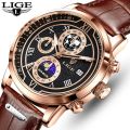 LIGE Luxury Mens Watches Business Fashion Leather Quartz Watch For Men Casual Waterproof Luminous Chronograph Relogio Masculino 8974.
