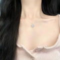 Opal Stone Heart Shaped Pendant Necklace Simple Moonstone Love Necklaces for Women Girls Fashion Light Luxury Pendant Necklace Party Wedding Jewelry Gift Qoddess.