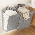 Large Capacity Foldable Hanging Laundry Basket Linen Wall-mounted Dirty Clothes Basket Space-saving Waterproof Bathroom Storage Basket. 