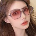 SO EI Retro Double Bridges Women Sunglasses Fashion Pink Gradient Eyewear Trending Hollow Leopard Blue Sun Glasses Men Shades. 