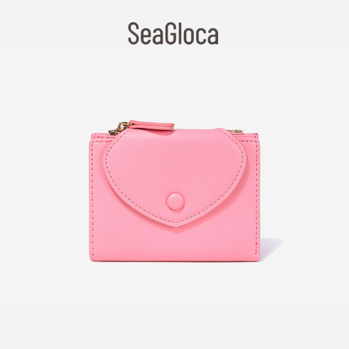 SeaGloca New Cute Solid Color Small Heart Trifold Wallet For Woman No.1412