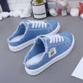 2023Spring and Summer New Canvas Shoes Female Students Half Slippers Slip-on Lofter Versatile Breathable Casual White Shoes Fashion.