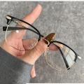 Metal Frame Blue Light Glasses Vintage Square Frame Vintage Eyeglasses UV400 Eyewear for Unisex Men and Women Digital Devices Eye Protection Fashion Accessory.