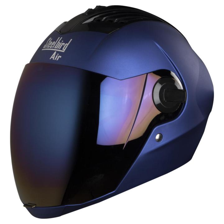 Steelbird Air SBA2 Matte Blue Helmet with Clear Extra Visor Free