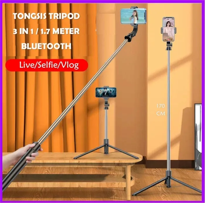 5.7%20Feet%20/%201.7%20Meter%20Long%204%20in%201%20Selfie%20Stick%20Foldable%20Portable%20Wireless%20Selfie%20Stick%20with%20LED%20Fill%20Light%20&%20Bluetooth%20Remote%20Control%20Shutter%20DSLR%20Go%20Pro%20Camera%20Ringlight%20Camera%20Mount%20-%20Tripod%20-%20Image%204