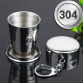 Stainless Steel Folding Cup With Keychain Portable Retractable Telescopic Cups. 