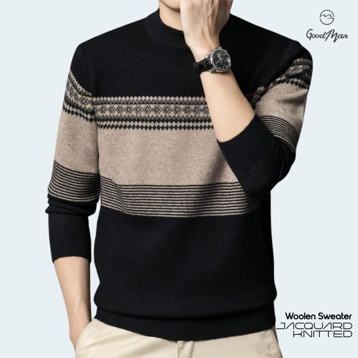 GoodMan Premium Quality Black Color Full Sleeve Sweater for Men.