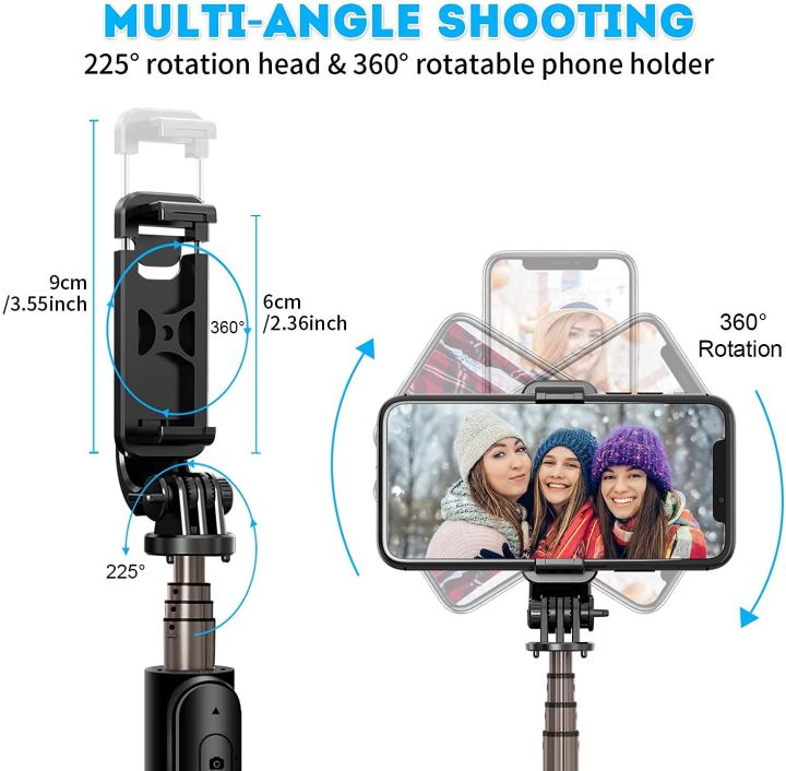 N09%20Tripod%20Selfie%20Stick%20100cm%20with%20Detachable%20Bluetooth%20Shutter%20360%20Rotation%20for%20Smartphone%20&%20Camera%20-%20Image%202