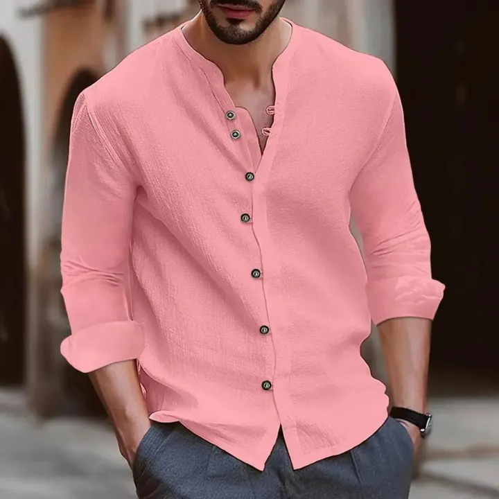 men's%20cotton%20linen%20shirt%20loose%20comfortable%20casual%20linen%20young%20men%20stand%20collar%20solid%20color%20shirt%20-%20Image%205
