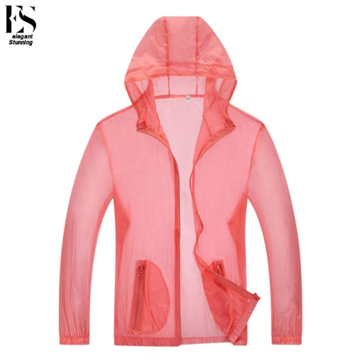elegantstunning Unisex Sun Protection Jacket Solid Color Uv Protective Clothing For Summer Outdoor Running