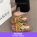 【Wenlu Deer Pet Pink】Fashion Ethnic Style Slippers Women2023New Spring and Summer Outer Wear Flat Breathable Shoes.