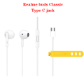 【FUPANG】Realme Buds Classic Earphone Type C In-Ear Headset 14.2mm Audio Drive HD Microphone Built-In For Smartphone. 
