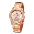Gold Women Watch Geneva Classic Stainless Steel Women's Watch Fashion Rhinestone Quartz Watches Wristwatch for Woman Girls. 