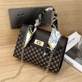 The Trendy Ladies Bags Are Fashionable and Casual, with Dot Print, Lock Buckle, Chain, Scarf, and Crossbody Small Square Bag.