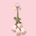 Handmade Keychain  Knitted Keyring  Fashion Yarn  Crocheted Bell Orchid Flower  Car Key Ring Charms. 