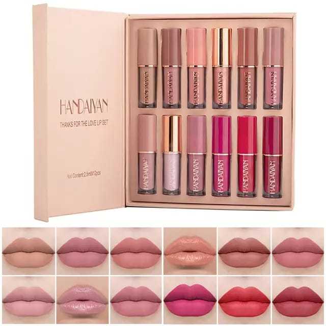 Handaiyan 12 Color Matte Liquid Lipstick Set Long-Lasting Smudge Proof - Kurti