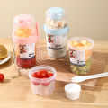 【Fast and Free Delivery】 Double-Layer Portable Salad Cup Oatmeal Cereal Nut Yogurt Salad Cup Container Set With Fork School Lunch Box Food Storage Box. 