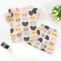 (New) 2 pcs/set ldren E service cotton cartoon print short sleeve back shorts for 0-3 years old kids color. 