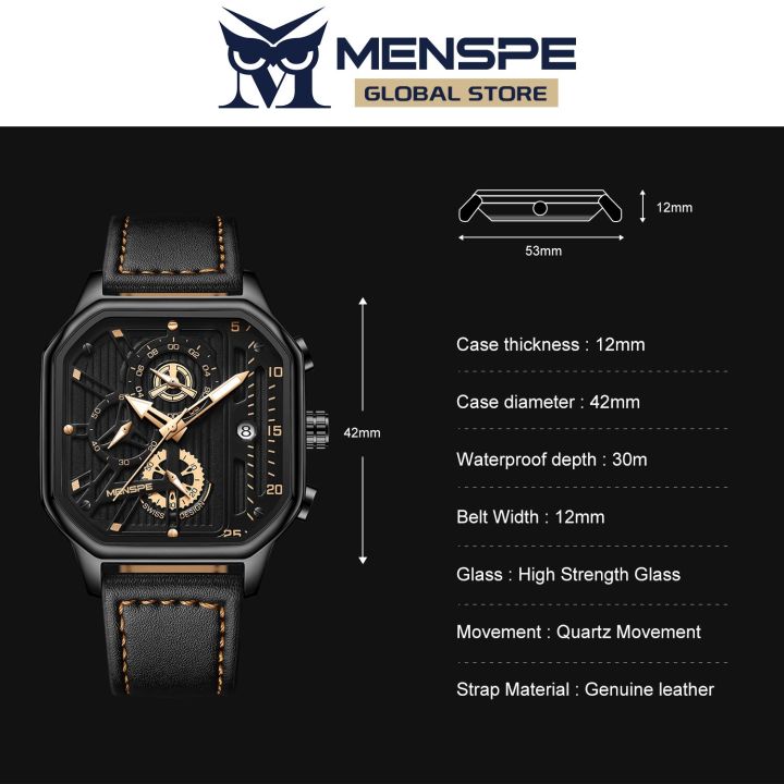 MENSPE%20Men's%20Casual%20Digital%20Fashion%20Watch%203ATM%20Waterproof%20Quartz%20Watches%20Leather%20Strap%20Luminous%20Pointers%20Wrist%20Watches%20with%203%20Adjustable%20Dial%20-%20Image%204