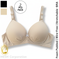 2 Pcs Combo Pack | Foam Padded Stretchble Bra for Girls & Women | Soft Cotton Blend Fabric | No-Wire | All-Day Comfort | Everyday Innerwear. 