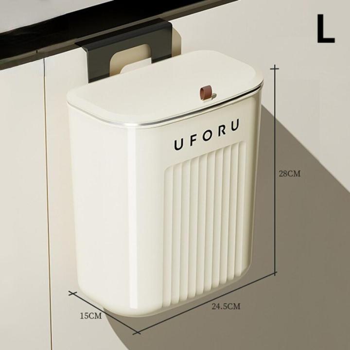 Wall Mounted Kitchen Waste Bin Hanging Trash Can Cabinet Door Bathroom Trash Can with Lid Garbage Bin Counter Bins Dustbin