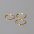 Chris April 316L texture ring gold stainless steel knuckle triple layer pinky ring for men. 