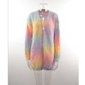 Korean Fashion Cardigan Women Colorful Rainbow Sweater Gradient Loose Long Coat Knitwear Autumn Winter Clothes Sueters De Mujer.